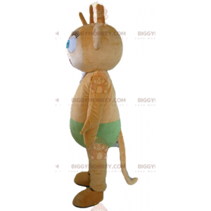 Blue Eyed Brown Monkey BIGGYMONKEY™ mascottekostuum met groene