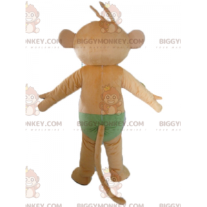 Blue Eyed Brown Monkey BIGGYMONKEY™ Mascot Costume With Green