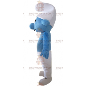 Kostým maskota BIGGYMONKEY™ Šmoula, modrobílá kreslená