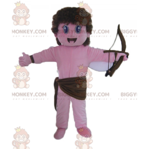 BIGGYMONKEY™ Pink Angel Cupido-mascottekostuum met strik en