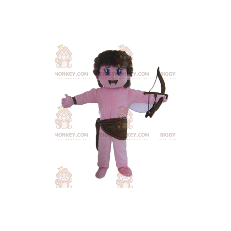 Traje de mascote BIGGYMONKEY™ Pink Angel Cupido com arco e asas