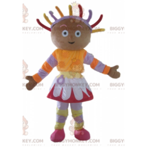 BIGGYMONKEY™ Maskotkostume Afrikansk pige i farverigt outfit -