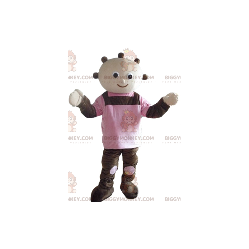 Costume mascotte BIGGYMONKEY™ bambola gigante marrone e rosa -