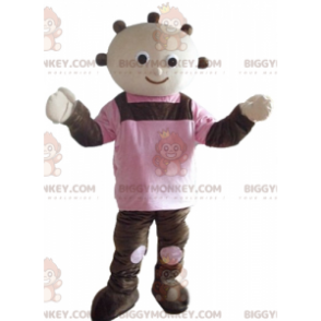 Καφέ και ροζ Giant Baby Doll Στολή μασκότ BIGGYMONKEY™ -