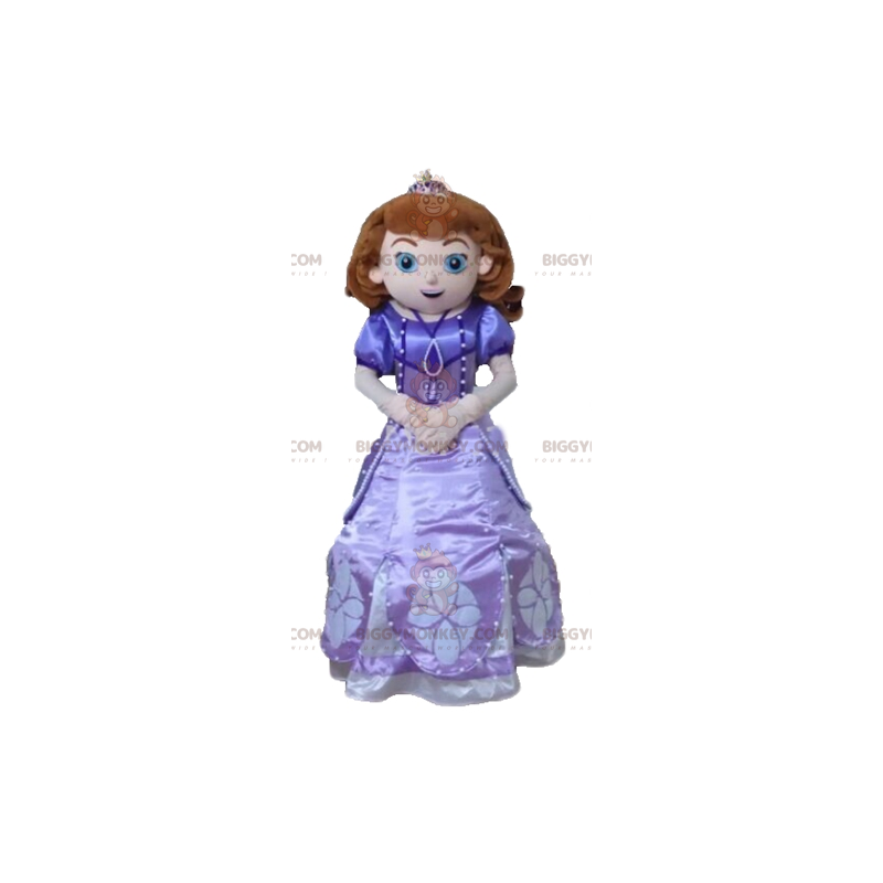 Princess BIGGYMONKEY™ Mascot Costume in a Pretty Purple Dress -