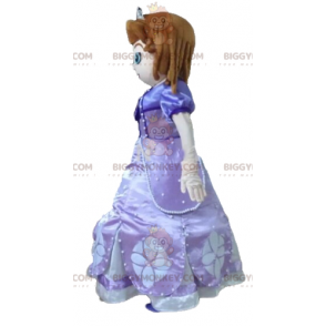 Princess BIGGYMONKEY™ Mascot Costume in a Pretty Purple Dress -