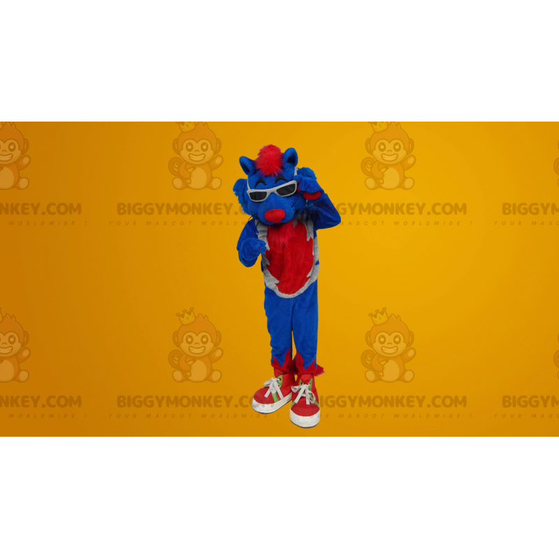 Costume de mascotte BIGGYMONKEY™ de chat bleu fun et coloré -