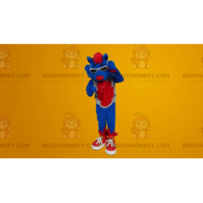 Traje de mascote divertido e colorido de gato azul BIGGYMONKEY™