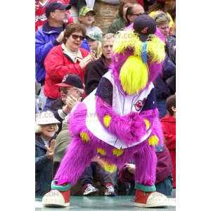 Costume de mascotte BIGGYMONKEY™ d'oiseau jaune et rose tout