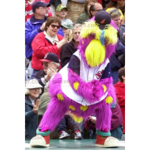 All Hairy Yellow and Pink Bird BIGGYMONKEY™ Mascot Costume -