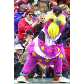 Costume de mascotte BIGGYMONKEY™ d'oiseau jaune et rose tout