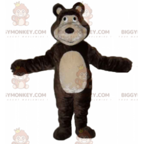 Disfraz de mascota de oso marrón y beige gigante y cariñoso