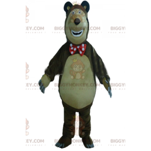 BIGGYMONKEY™ Disfraz de mascota de oso marrón y beige divertido