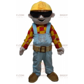 BIGGYMONKEY™-mascottekostuum van timmerman in kleurrijke outfit