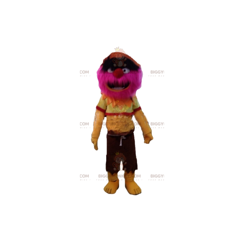 Disfraz de mascota BIGGYMONKEY™ de monstruo amarillo y rosa