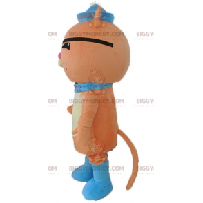 Traje de mascote de gato laranja BIGGYMONKEY™ com tapa-olho e