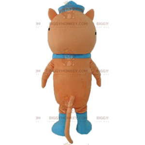 Traje de mascote de gato laranja BIGGYMONKEY™ com tapa-olho e