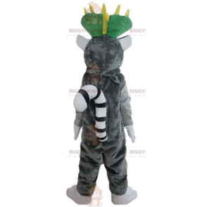 Costume de mascotte BIGGYMONKEY™ de lémurien gris et blanc du