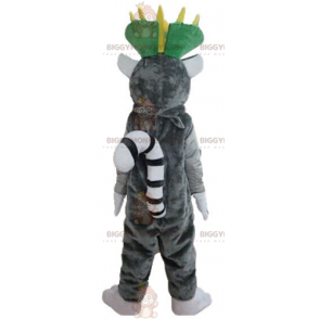 Disfraz de mascota BIGGYMONKEY™ de lémur gris y blanco de