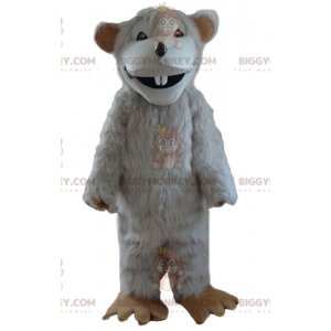 BIGGYMONKEY™ Mascottekostuum met grote harige witte rat -