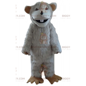 Costume de mascotte BIGGYMONKEY™ de gros rat blanc très poilu -