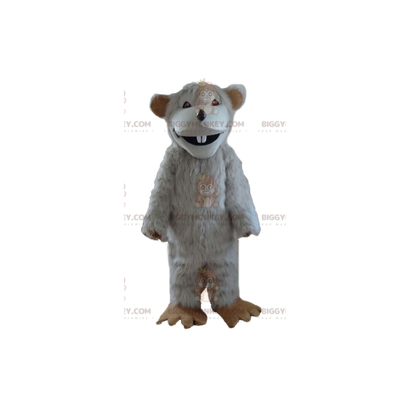 Traje de mascote de rato branco peludo grande BIGGYMONKEY™ –