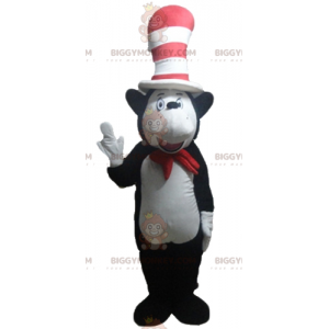 Fato de mascote rato preto e branco BIGGYMONKEY™ com chapéu