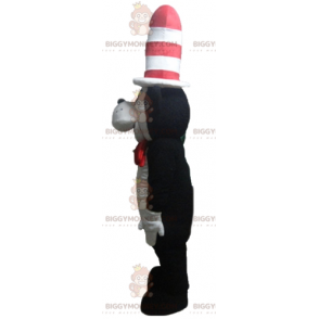 Fato de mascote rato preto e branco BIGGYMONKEY™ com chapéu