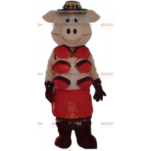 Costume de mascotte BIGGYMONKEY™ de cochonne rose avec des