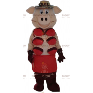 Kostým maskota BIGGYMONKEY™ Růžová děvka s červeným spodním