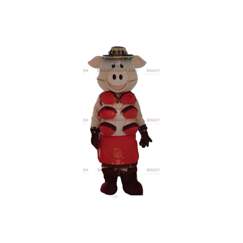 Costume de mascotte BIGGYMONKEY™ de cochonne rose avec des