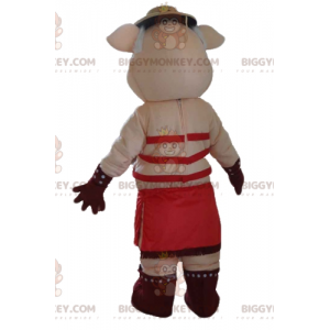 BIGGYMONKEY™ mascottekostuum roze slet met rood ondergoed -