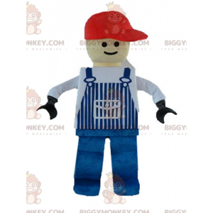 Lego BIGGYMONKEY™ mascottekostuum gekleed in blauwe overall -