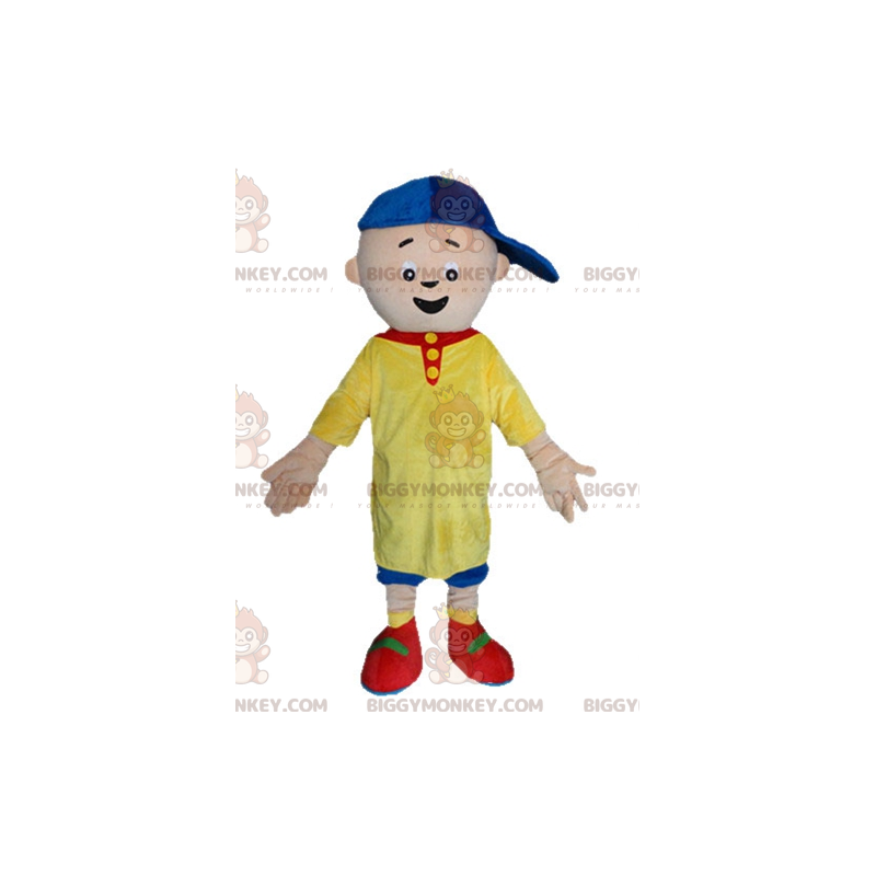 Traje de mascote Little Boy BIGGYMONKEY™ em traje amarelo e