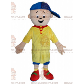 Little Boy BIGGYMONKEY™ Maskottchenkostüm im gelben und blauen