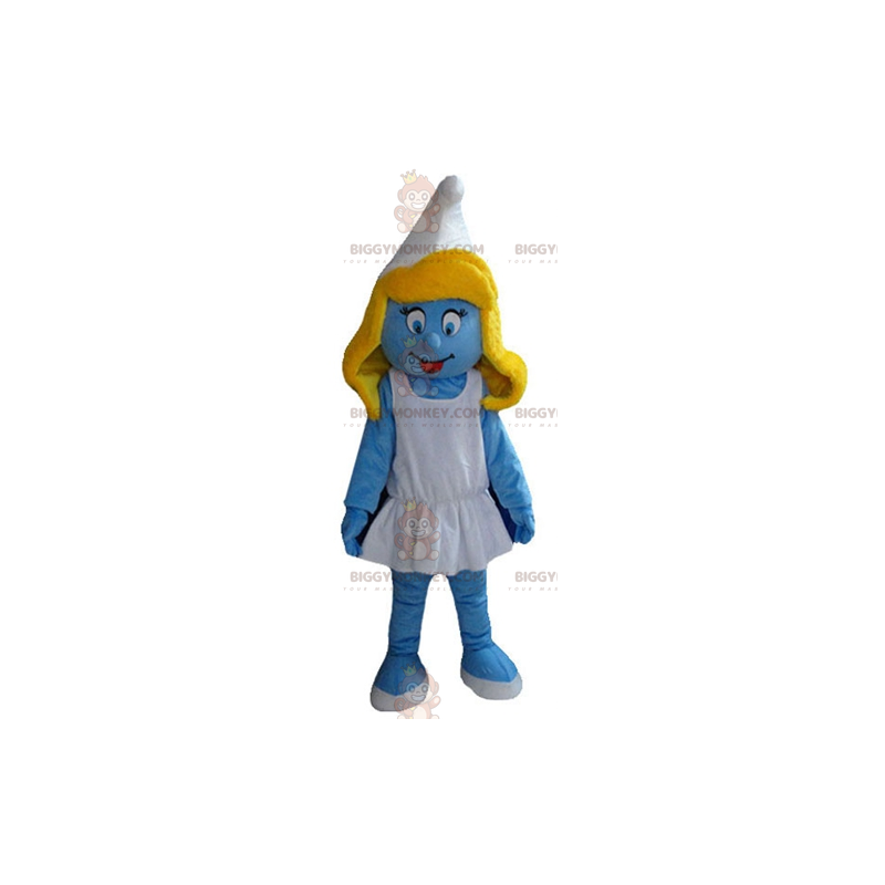 Traje de mascote BIGGYMONKEY™ da Smurfette da famosa história