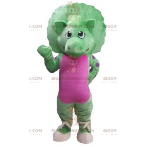 Costume de mascotte BIGGYMONKEY™ de dinosaure vert et rose