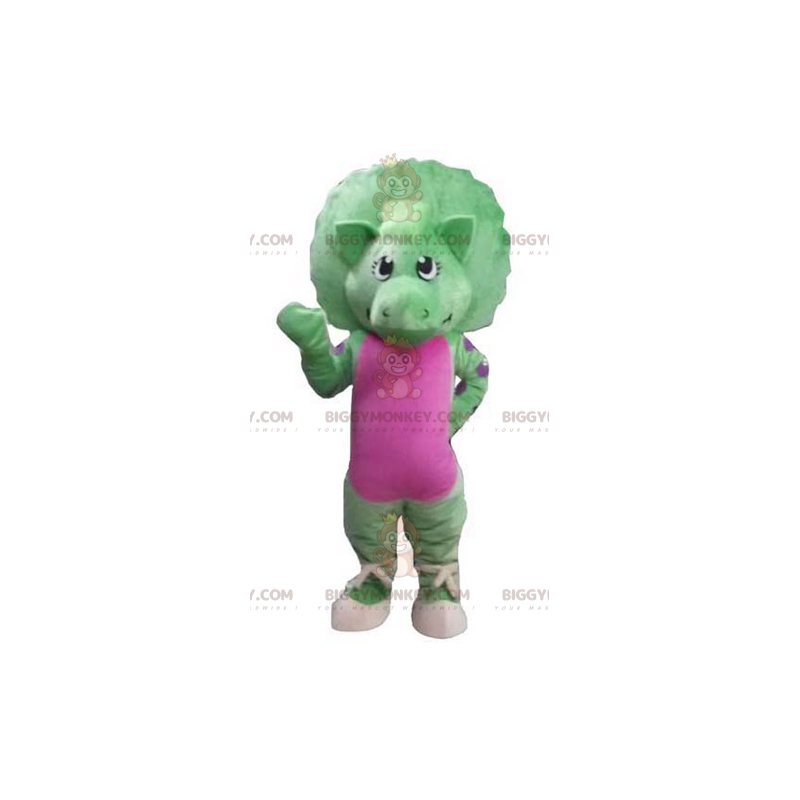 Giant Green and Pink Dinosaur BIGGYMONKEY™ Mascot Costume -