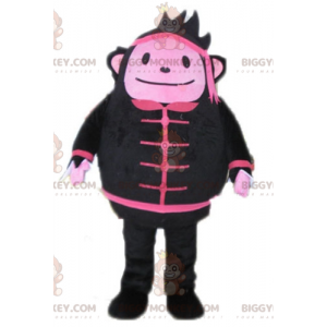 Traje de mascote de boneco de neve de macaco preto e rosa