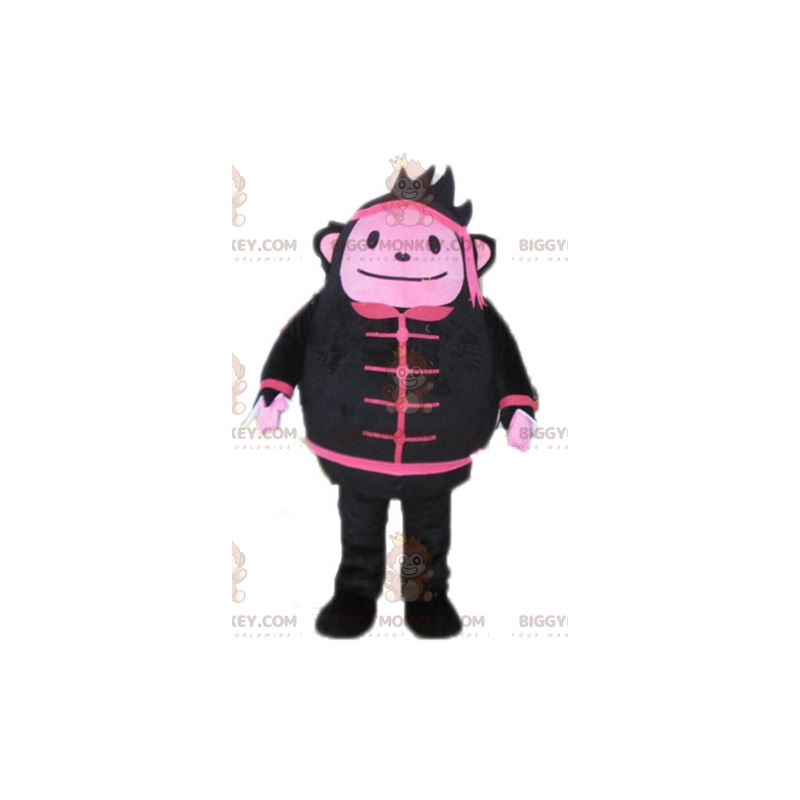 BIGGYMONKEY™ sort og lyserød abe snemandsmaskotkostume -
