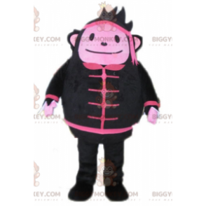 BIGGYMONKEY™ Black and Pink Monkey Snowman Maskotdräkt -