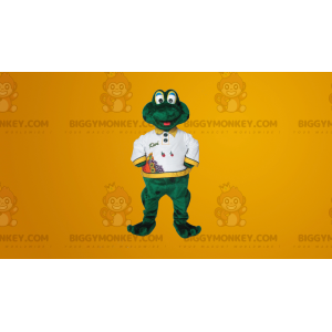 Bonito disfraz de mascota de rana verde sonriente BIGGYMONKEY™