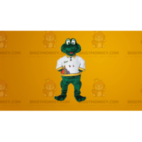 Söpö hymyilevä vihreä sammakko BIGGYMONKEY™ maskottiasu -