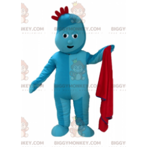 BIGGYMONKEY™ Costume da mascotte Uomo blu con stemma rosso -