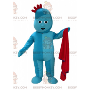 BIGGYMONKEY™ Maskotdräkt Blå man med rött vapen - BiggyMonkey