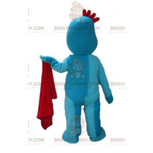 BIGGYMONKEY™ Mascottekostuum Blauwe man met rood embleem -