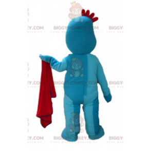 BIGGYMONKEY™ Costume da mascotte Uomo blu con stemma rosso -