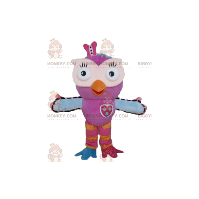Fantasia de mascote BIGGYMONKEY™ cor-de-rosa laranja e azul