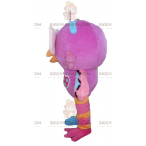 Fantasia de mascote BIGGYMONKEY™ cor-de-rosa laranja e azul