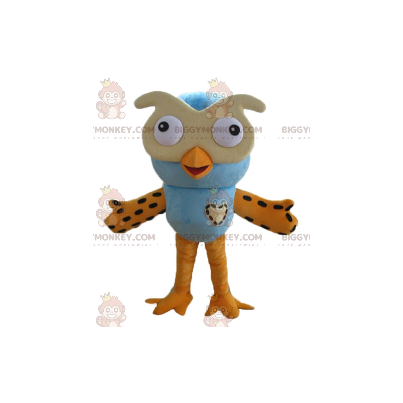 BIGGYMONKEY™ Mascottekostuum met grote blauwe en oranje uil met